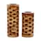Brown Teak Wood Contemporary Style Vase, 16" x 6" x 6"
